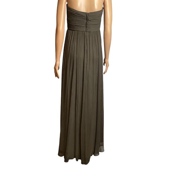 Jenny Yoo Collection Brown Silk Ruched Strapless Formal Evening Gown 10 - Picture 6 of 16